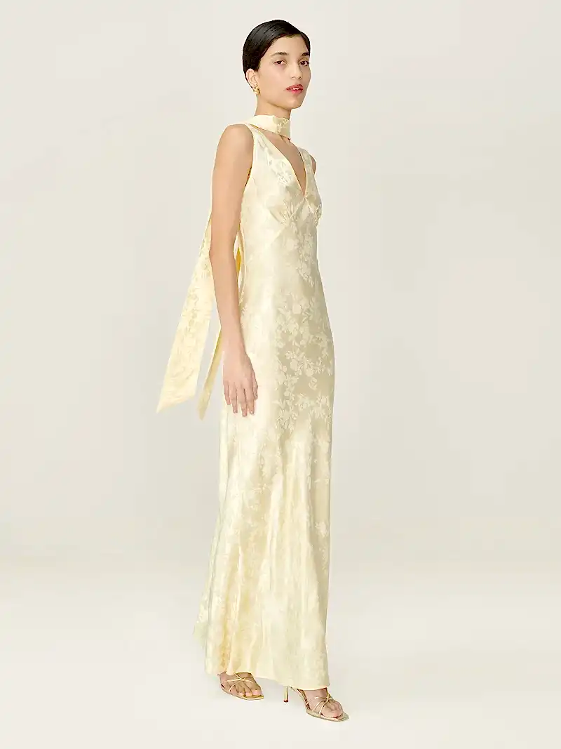 Iris Jacquard Dress in Double Cream
