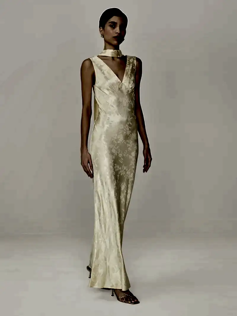 Iris Jacquard Dress in Double Cream