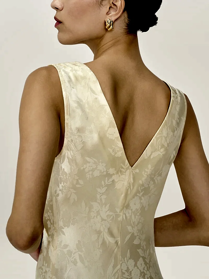 Iris Jacquard Dress in Double Cream