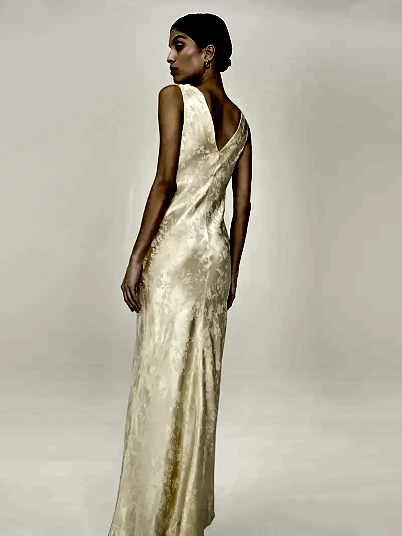Iris Jacquard Dress in Double Cream
