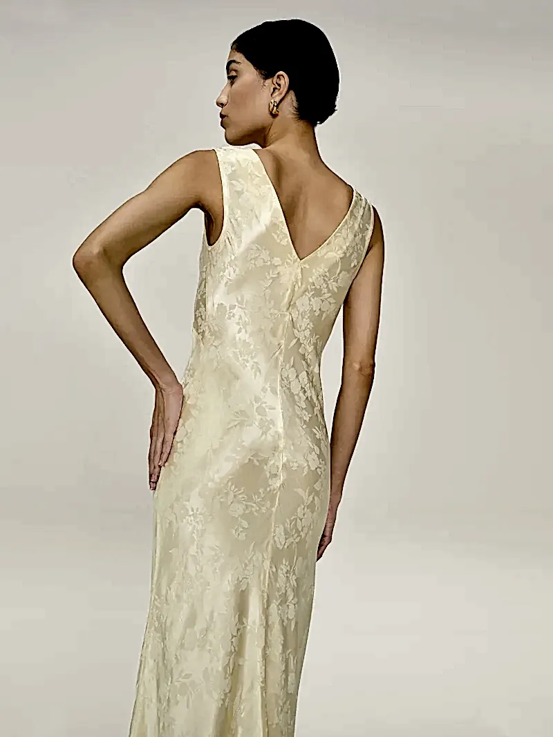 Iris Jacquard Dress in Double Cream