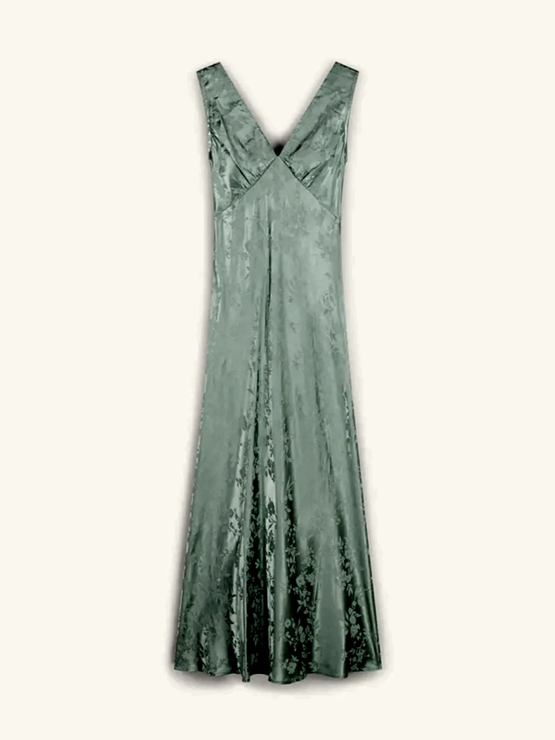 Iris Jacquard Dress in Sage