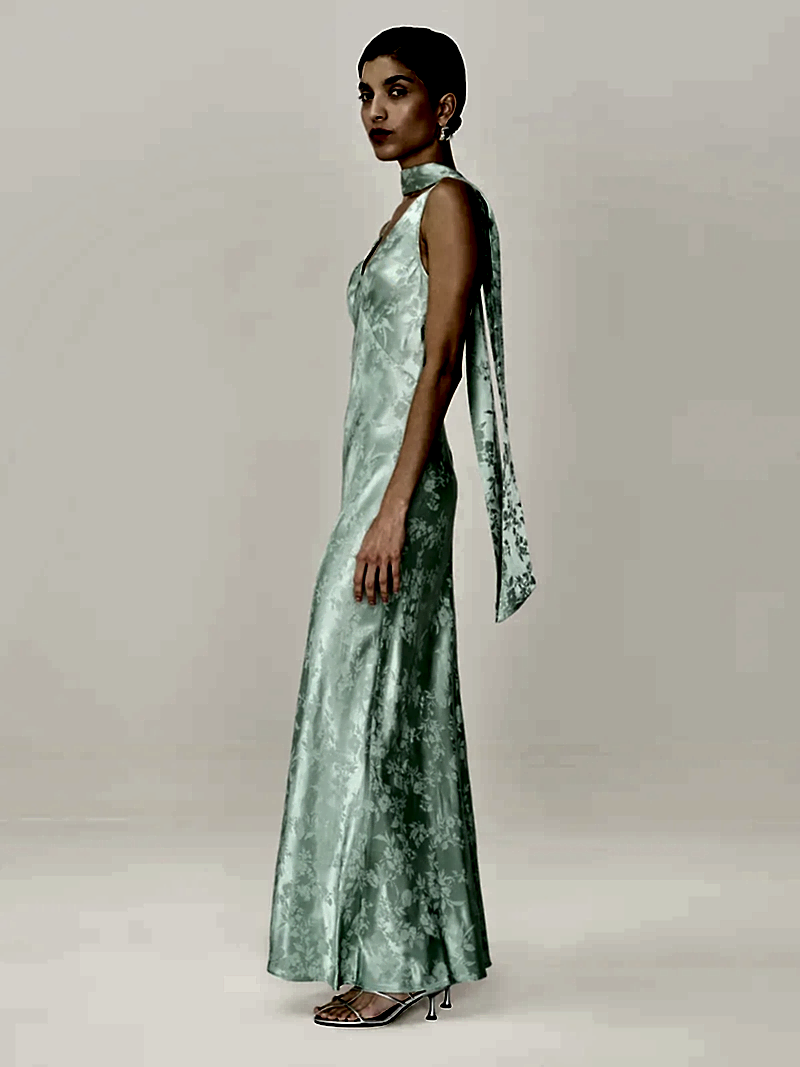 Iris Jacquard Dress in Sage