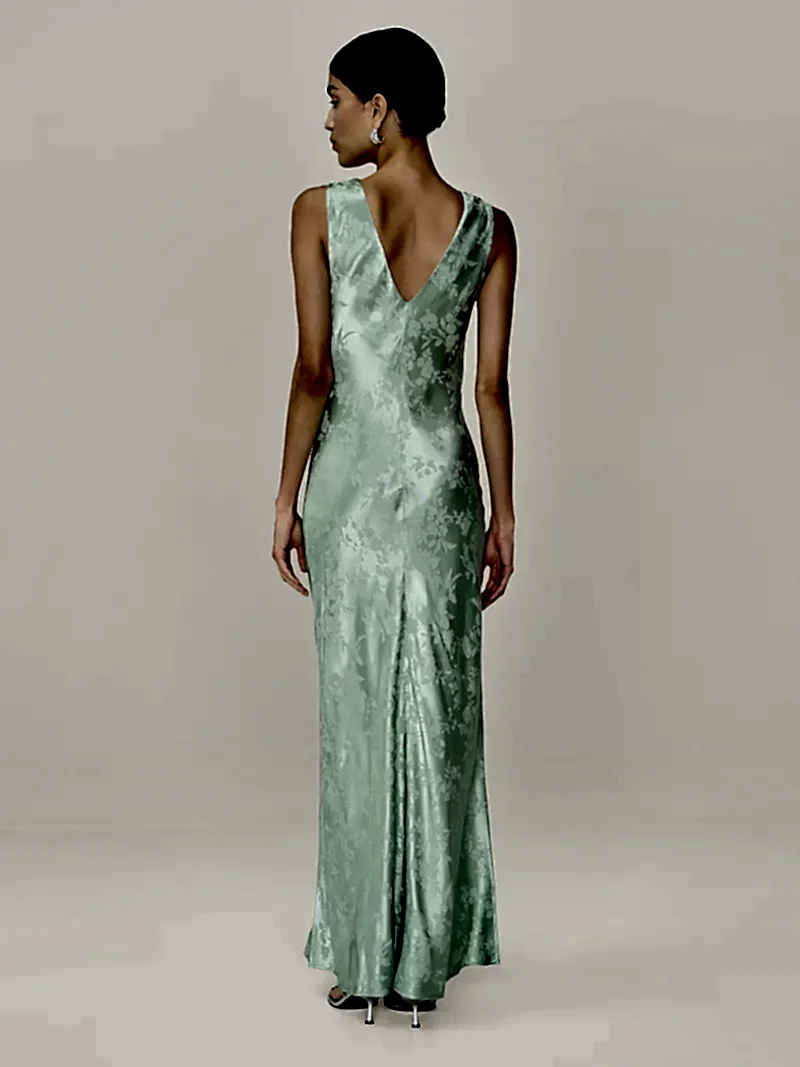 Iris Jacquard Dress in Sage