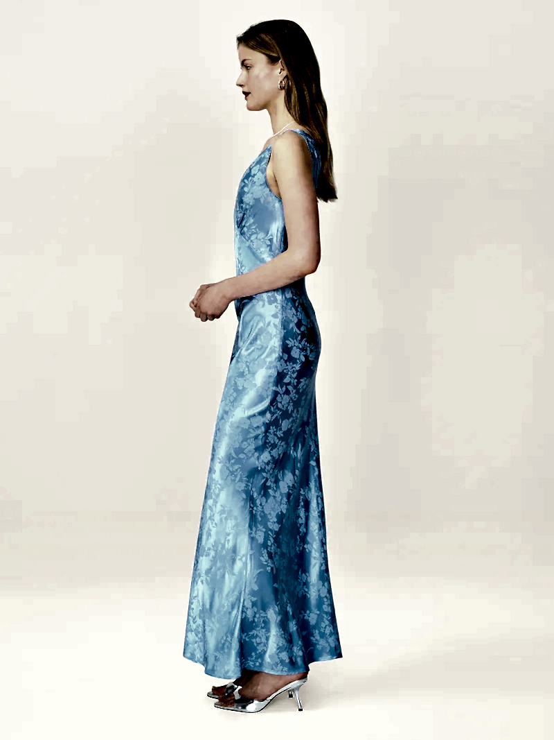 Iris Jacquard Dress in Vista Blue