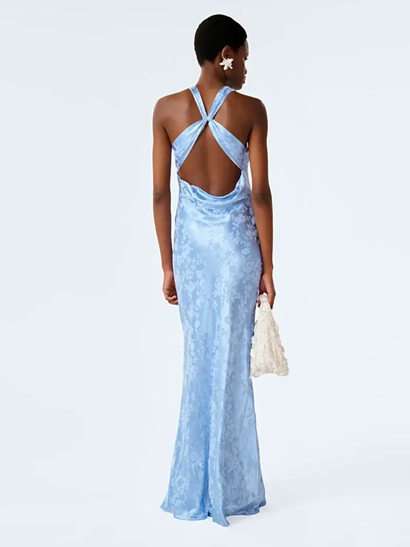 Jai Jacquard Dress in Vista Blue