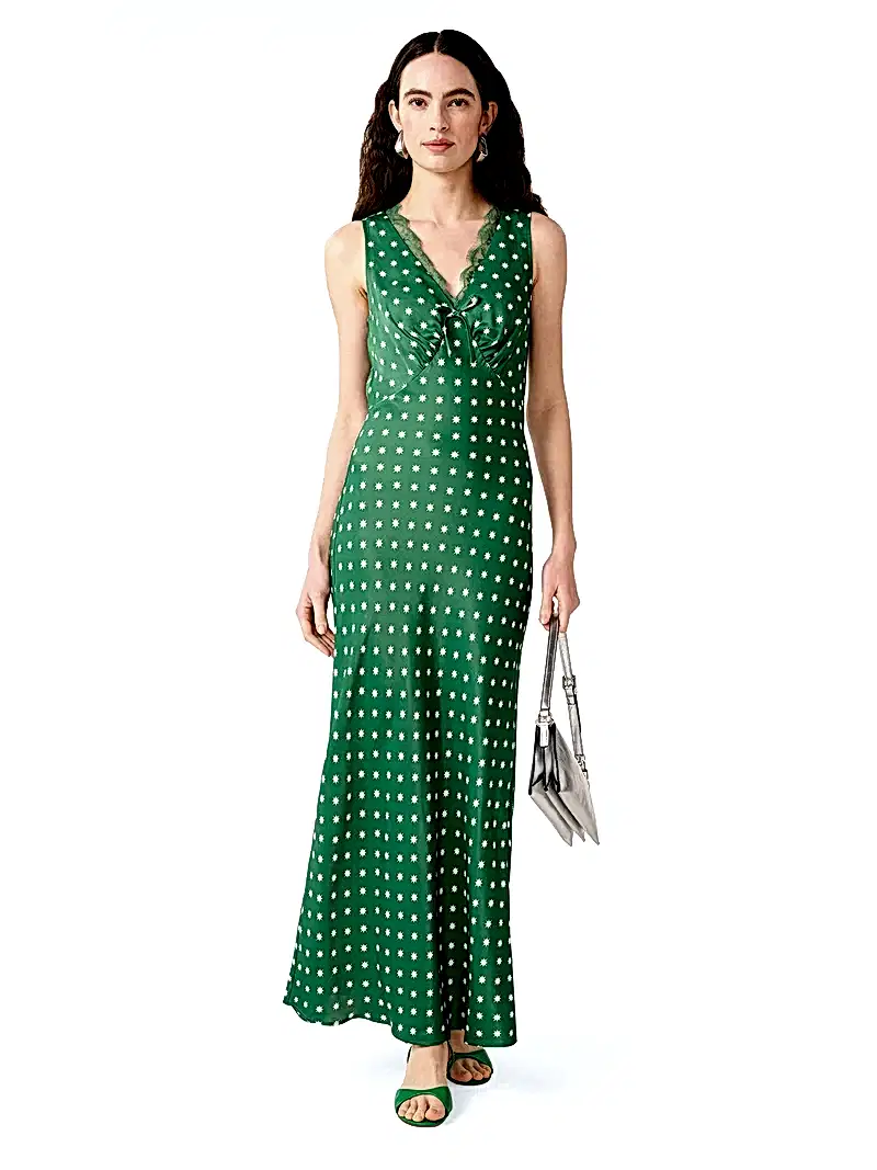 Jennifer Dress in Green Starburst Print