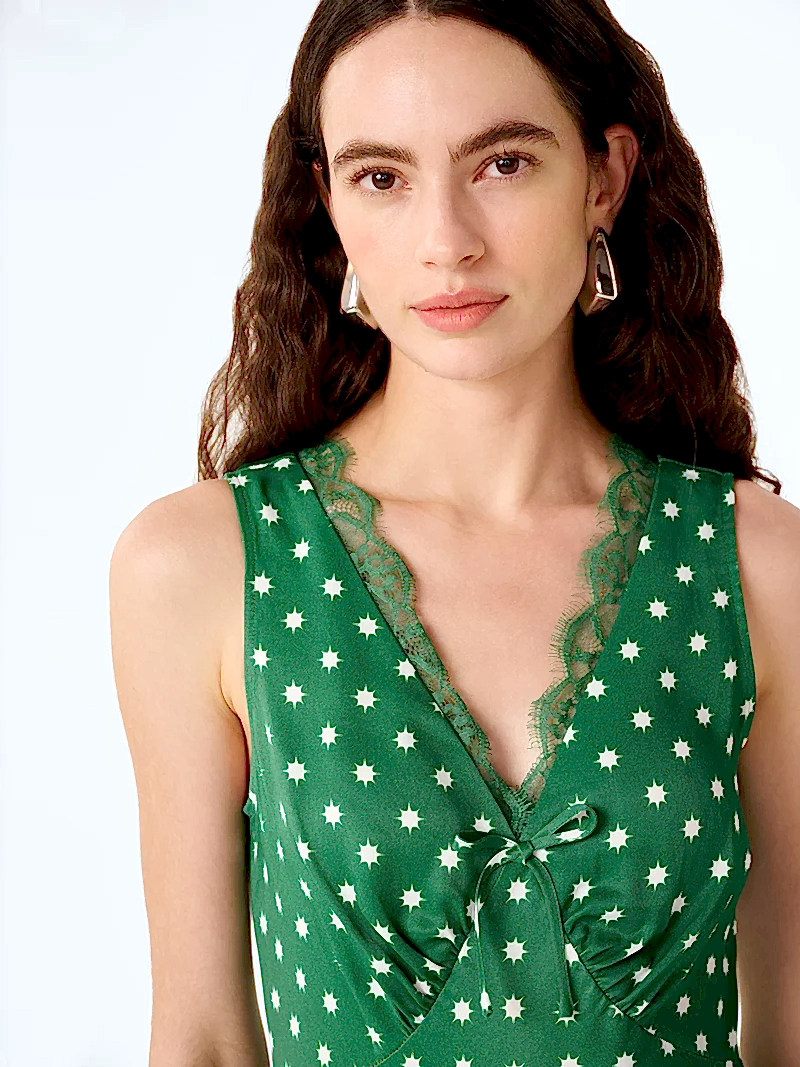 Jennifer Dress in Green Starburst Print