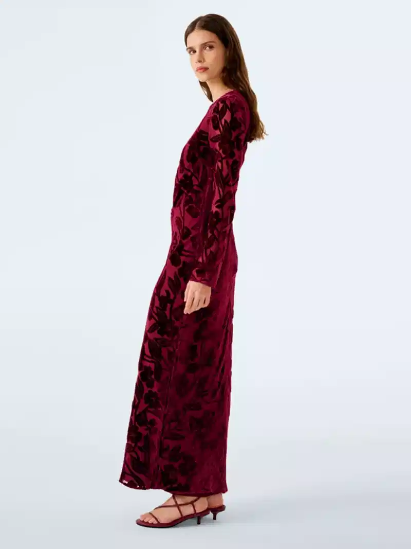 Juniper Dress in Deep Wine Devore