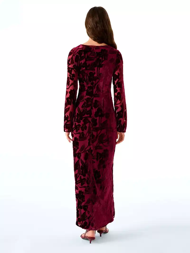 Juniper Dress in Deep Wine Devore