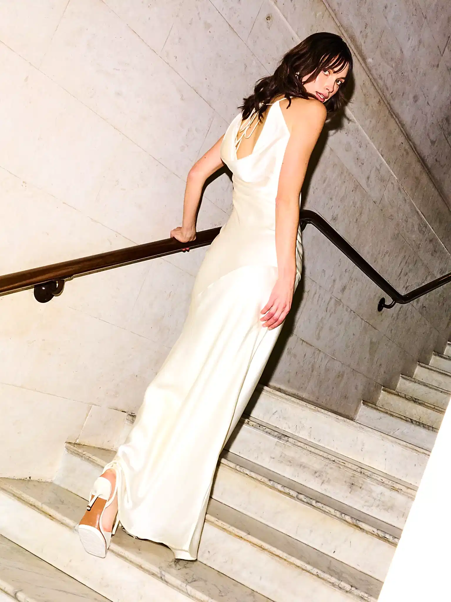 Koko Satin Dress in Ivory