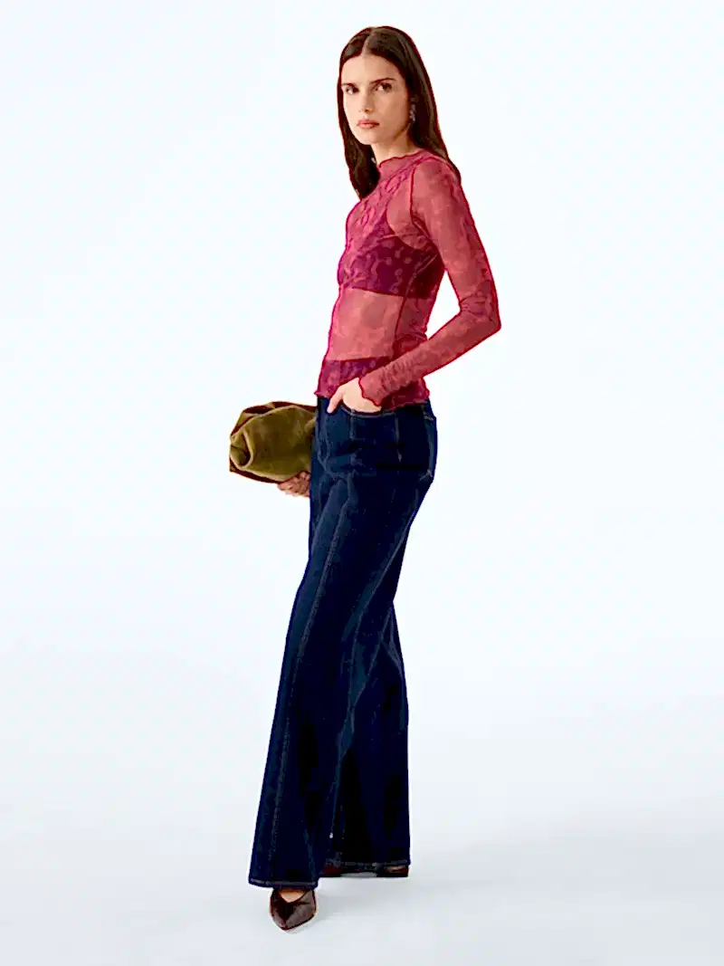 Lorrie Powermesh Top in Magenta Moire