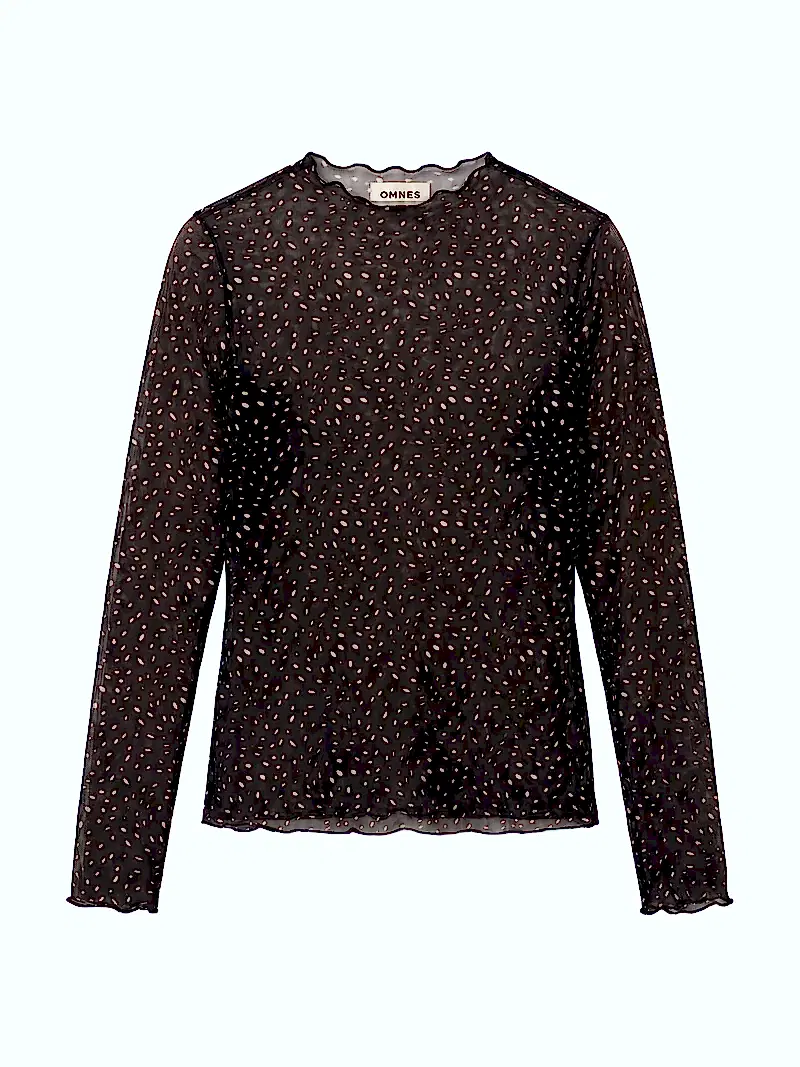 Lorrie Powermesh Top in Black Dalmation