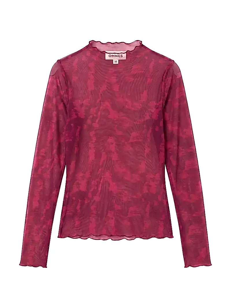 Lorrie Powermesh Top in Magenta Moire