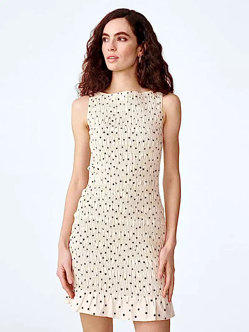 Luann Dress in White Polka Dot