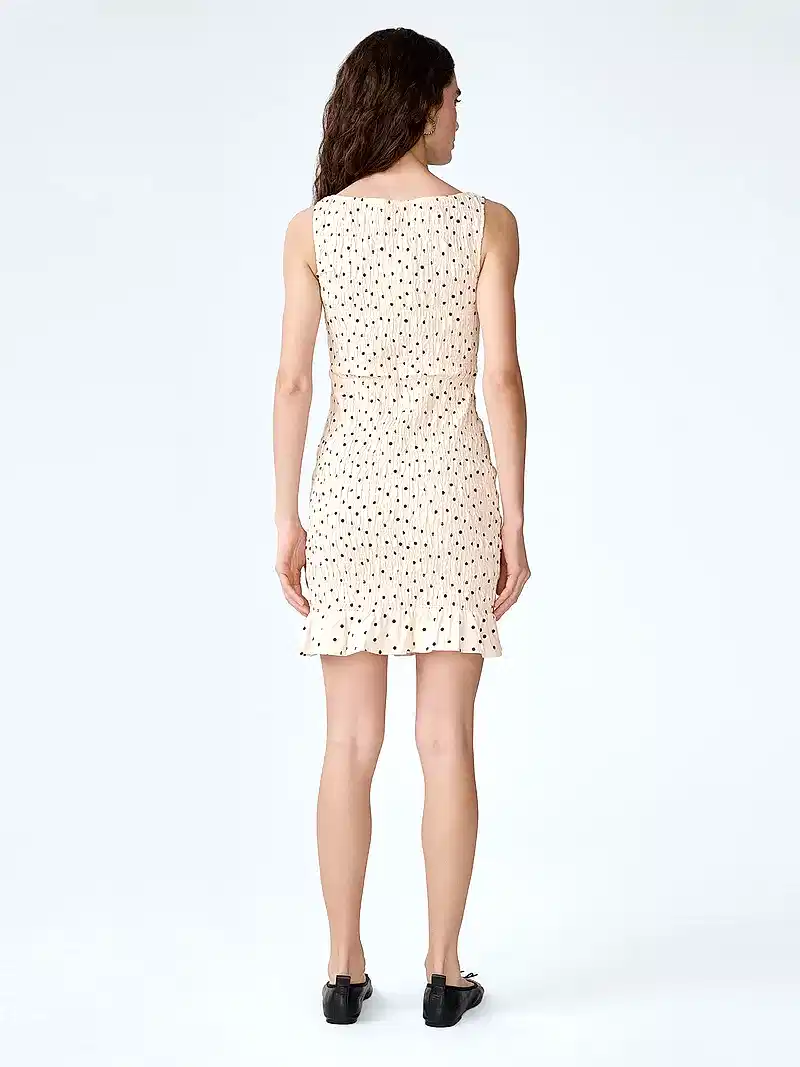Luann Dress in White Polka Dot