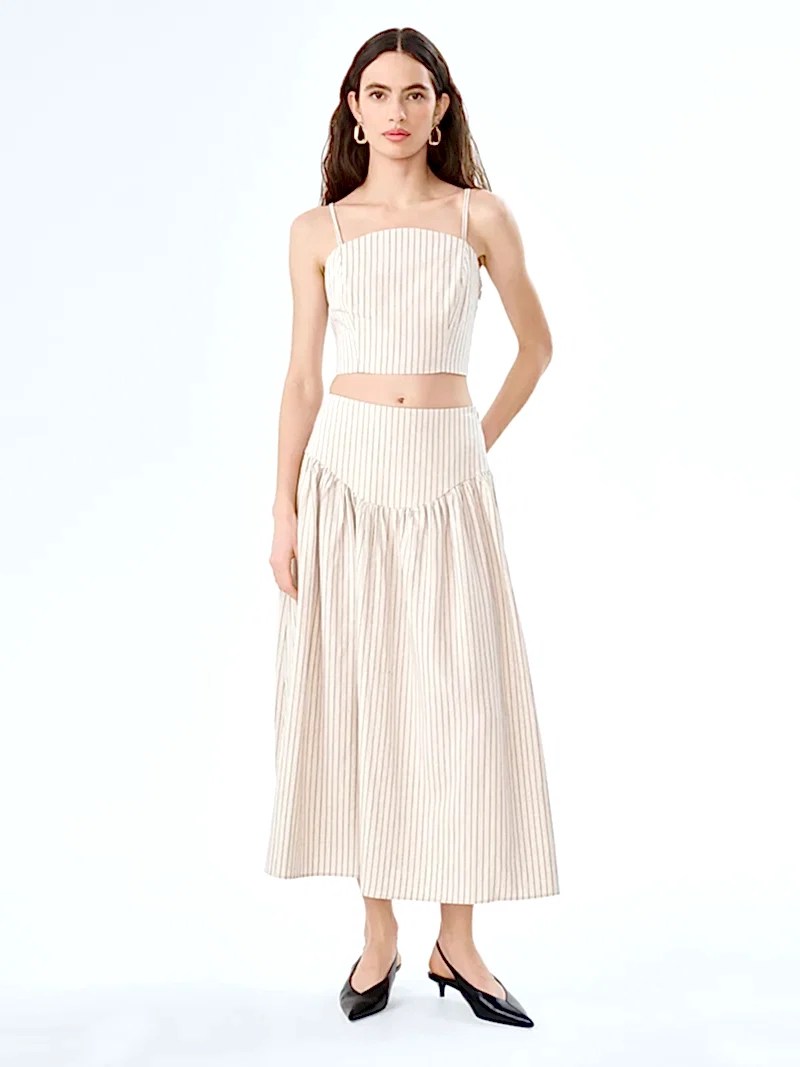 Lucille Skirt in Cream and Black Stripe