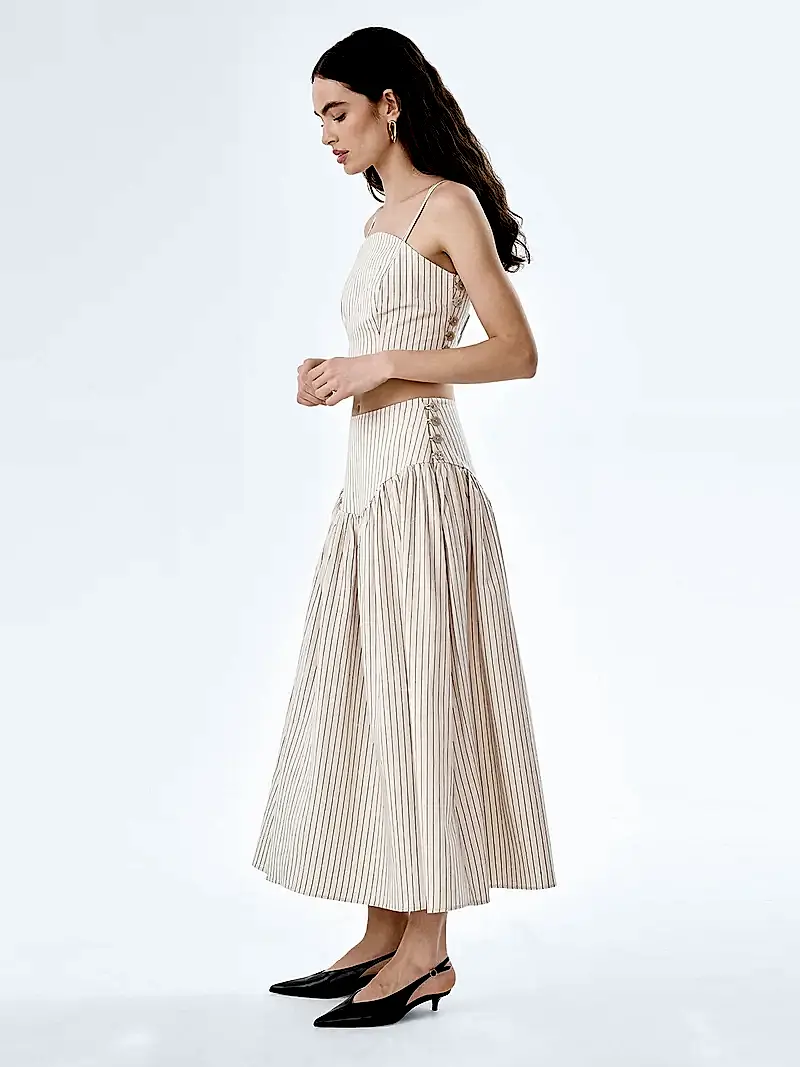 Lucille Skirt in Cream and Black Stripe