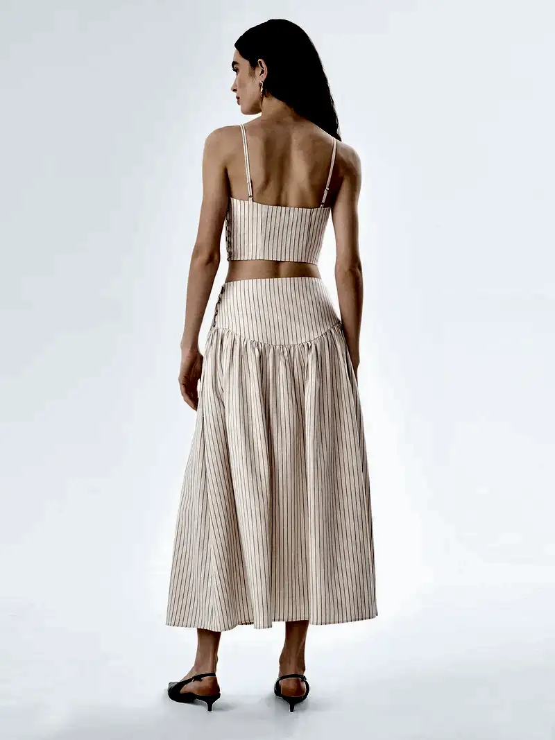 Lucille Skirt in Cream and Black Stripe