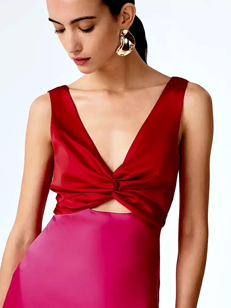 Maggy Mini Dress in Raspberry and Barbados Cherry