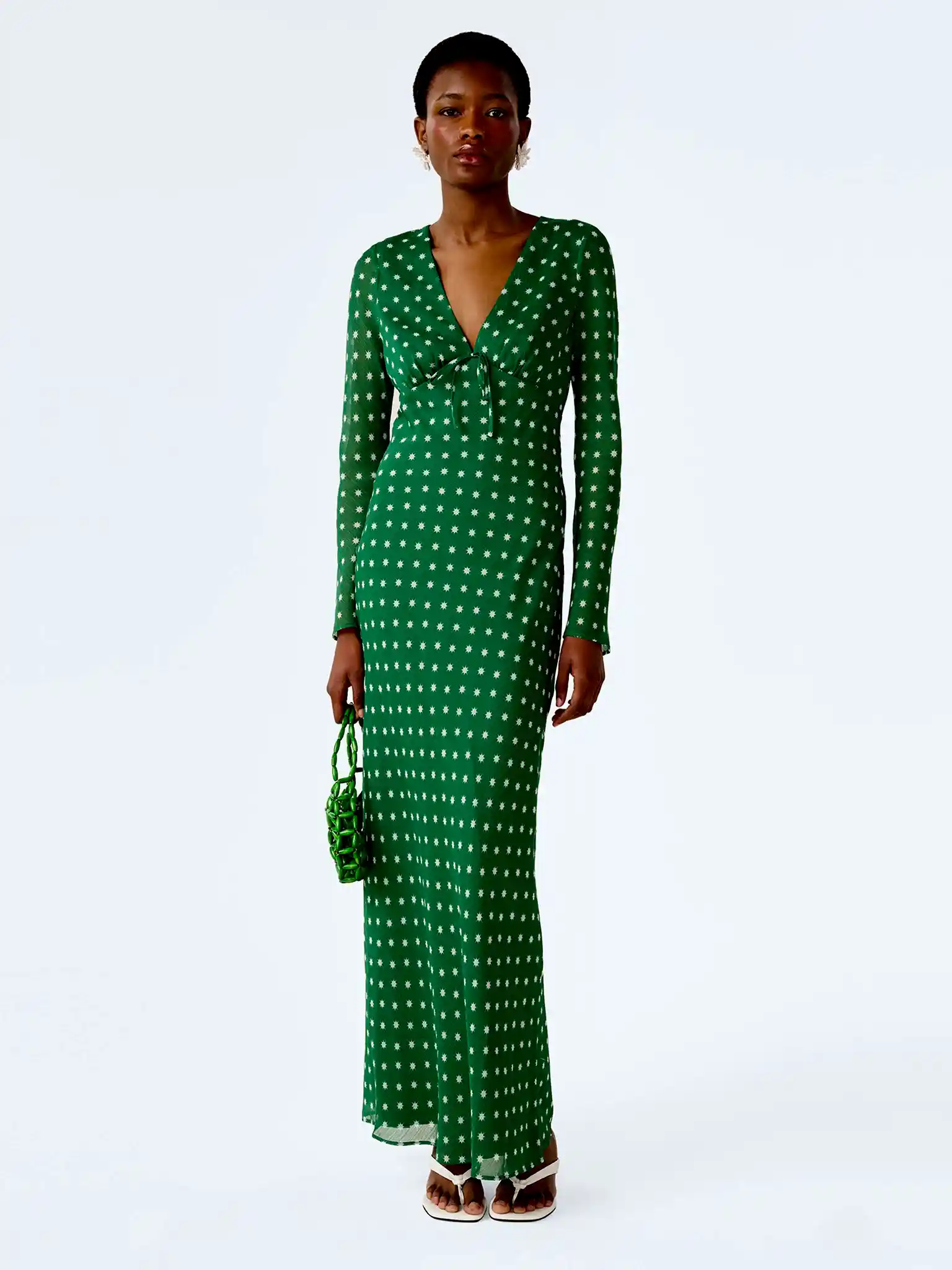 Marj Dress in Green Starburst Print