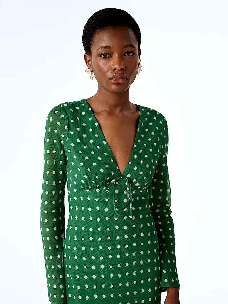 Marj Dress in Green Starburst Print