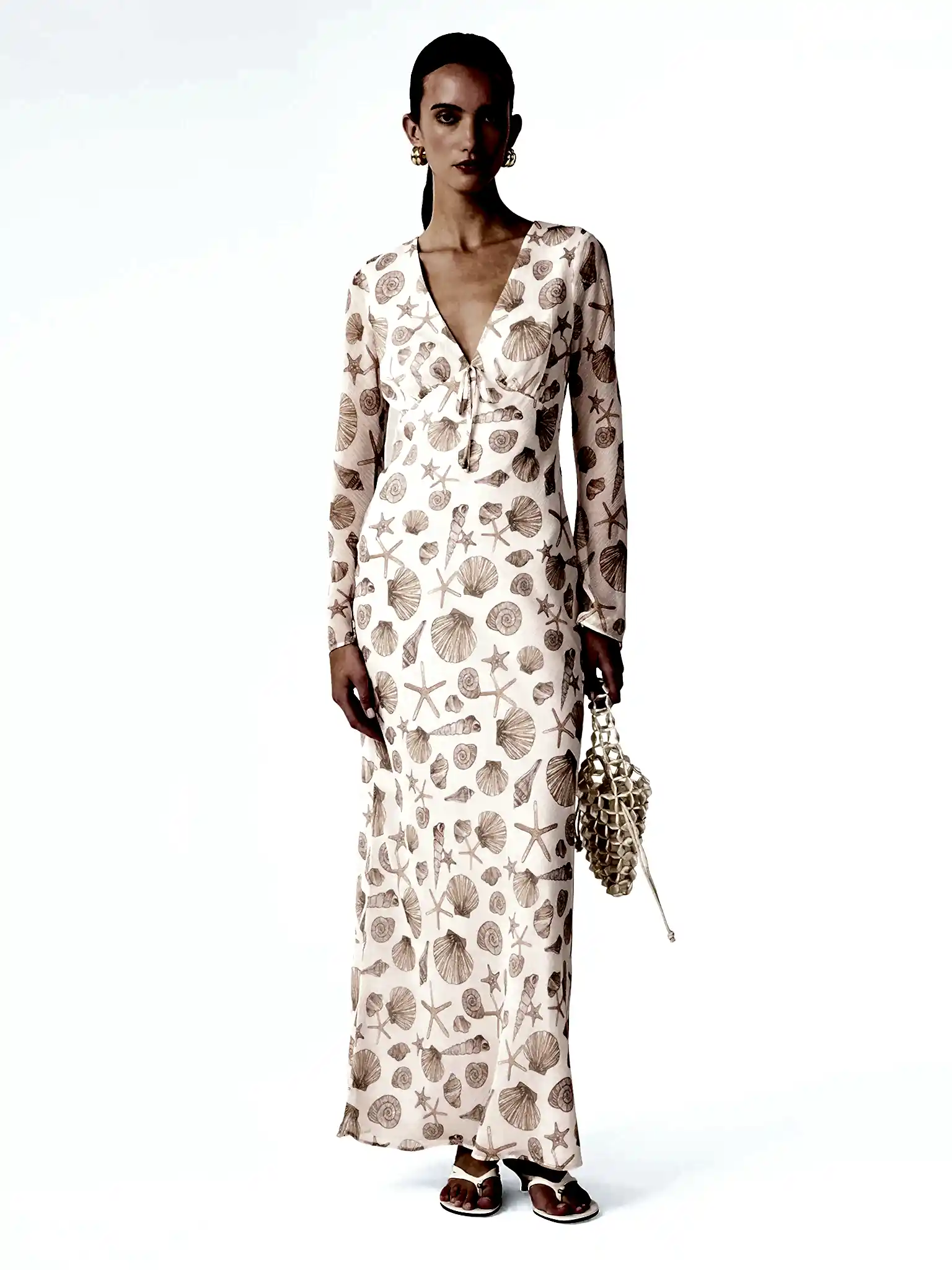 Marj Dress in Painterly Shell Print