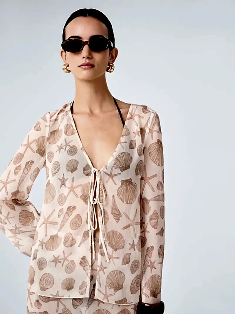 Marla Top in Painterly Shell Print