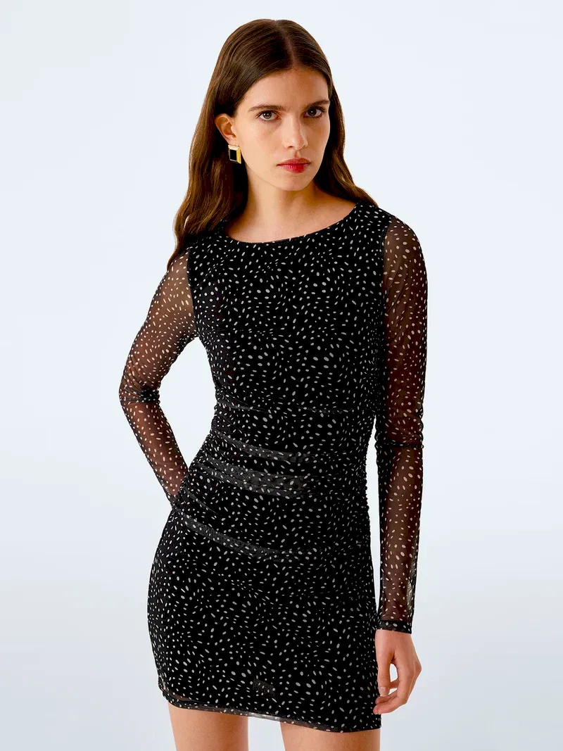 Milena Dress in Black Dalmation