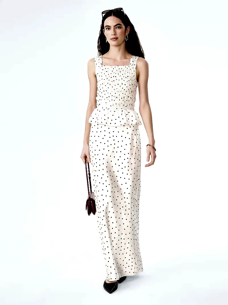 Monty Skirt in White Polka Dot