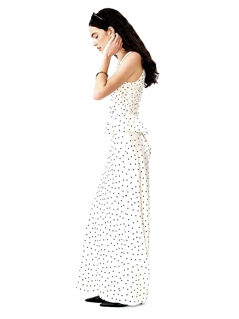 Monty Skirt in White Polka Dot