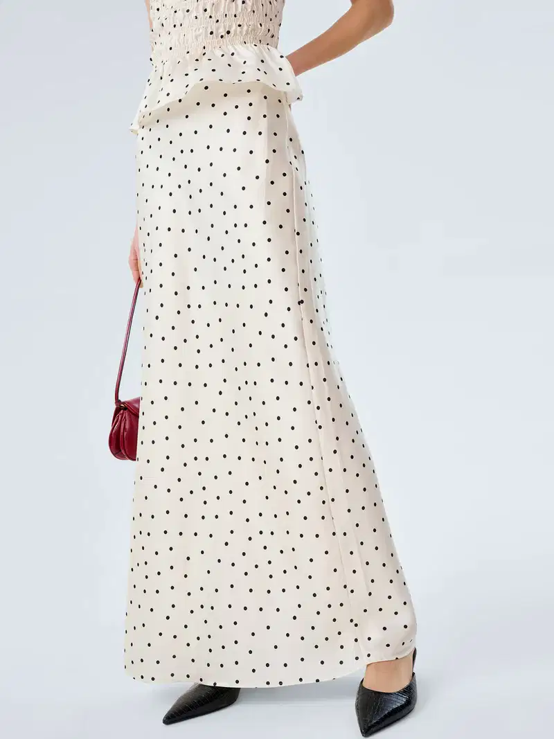 Monty Skirt in White Polka Dot