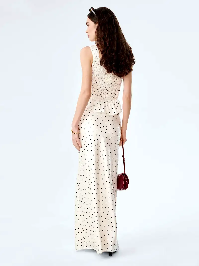 Monty Skirt in White Polka Dot