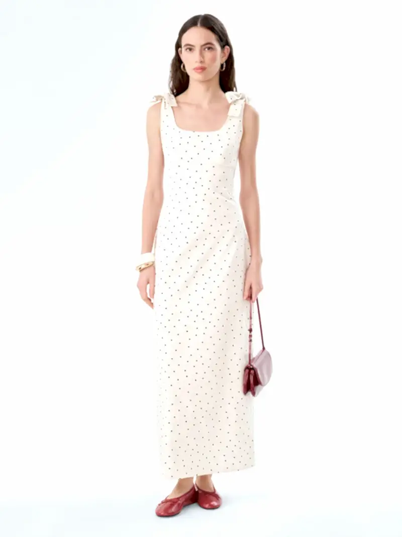 Morgane Dress in White Polka Dot