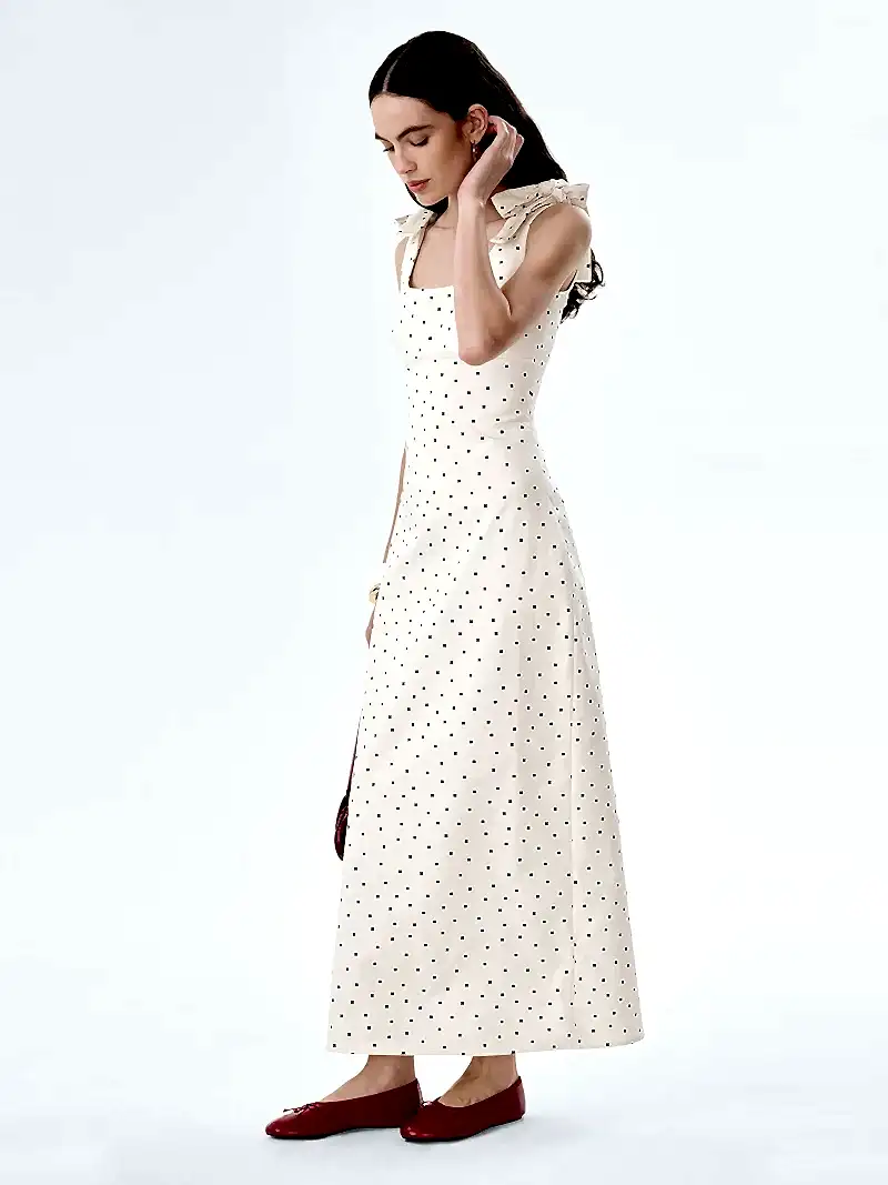 Morgane Dress in White Polka Dot