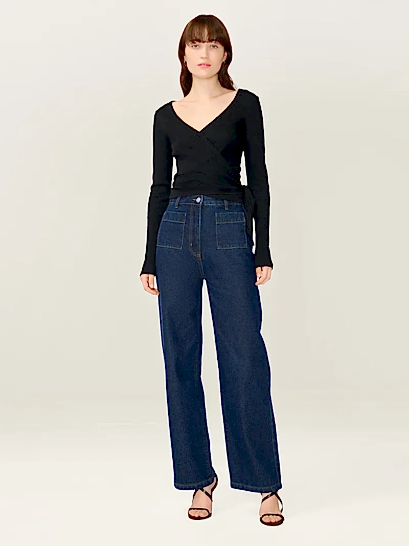 Napeta Ballet Wrap Top in Black
