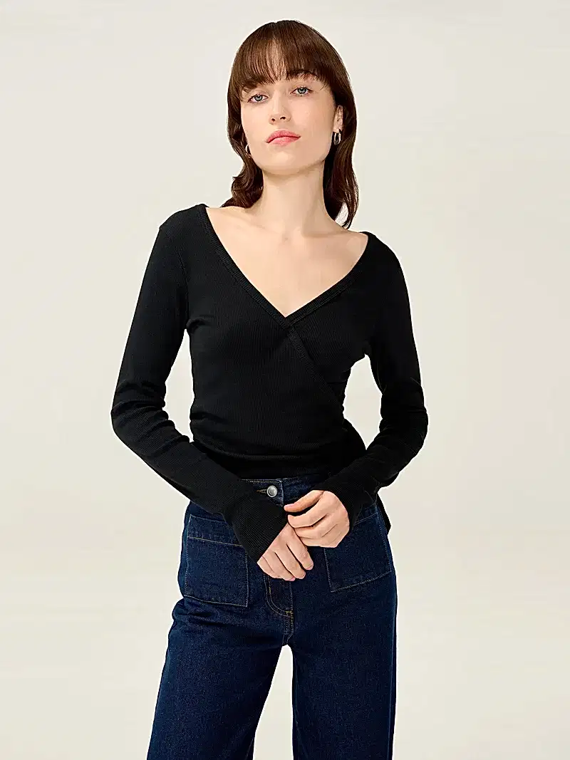 Napeta Ballet Wrap Top in Black