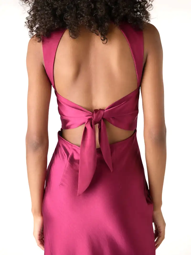 Nova Tie Back Dress in Magenta