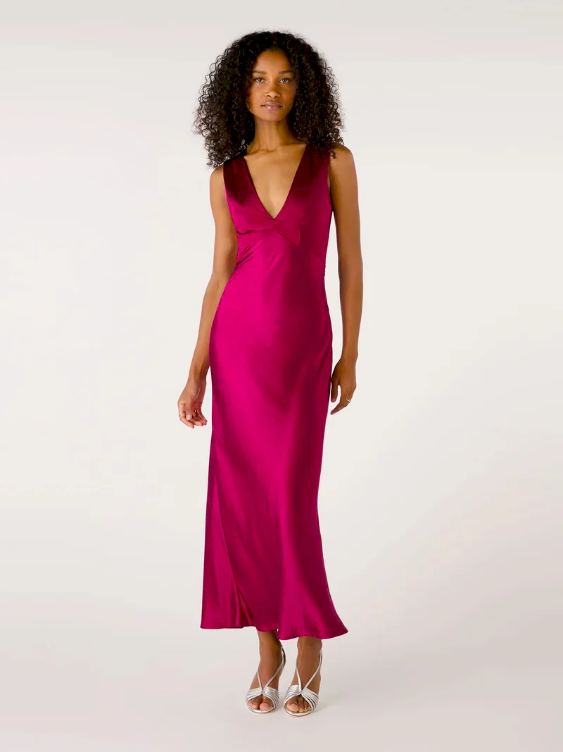 Nova Tie Back Dress in Magenta