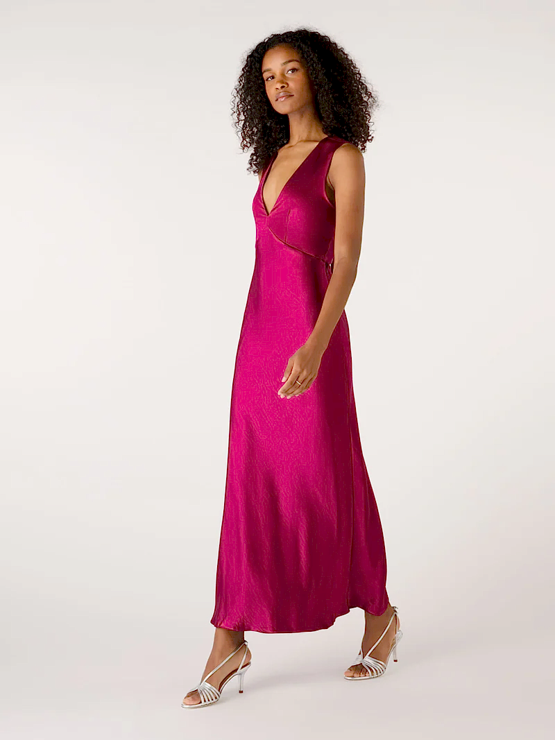 Nova Tie Back Dress in Magenta