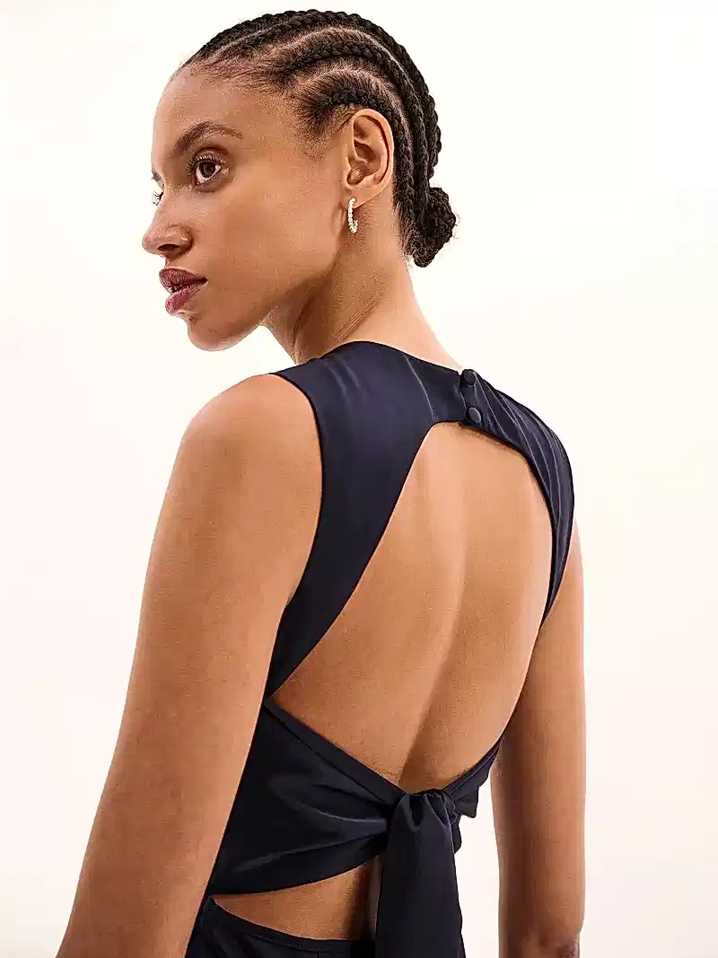 Nova Tie Back Dress in Navy