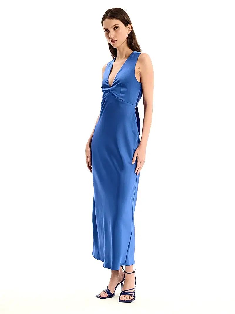 Nova Tie Back Dress in Cobalt