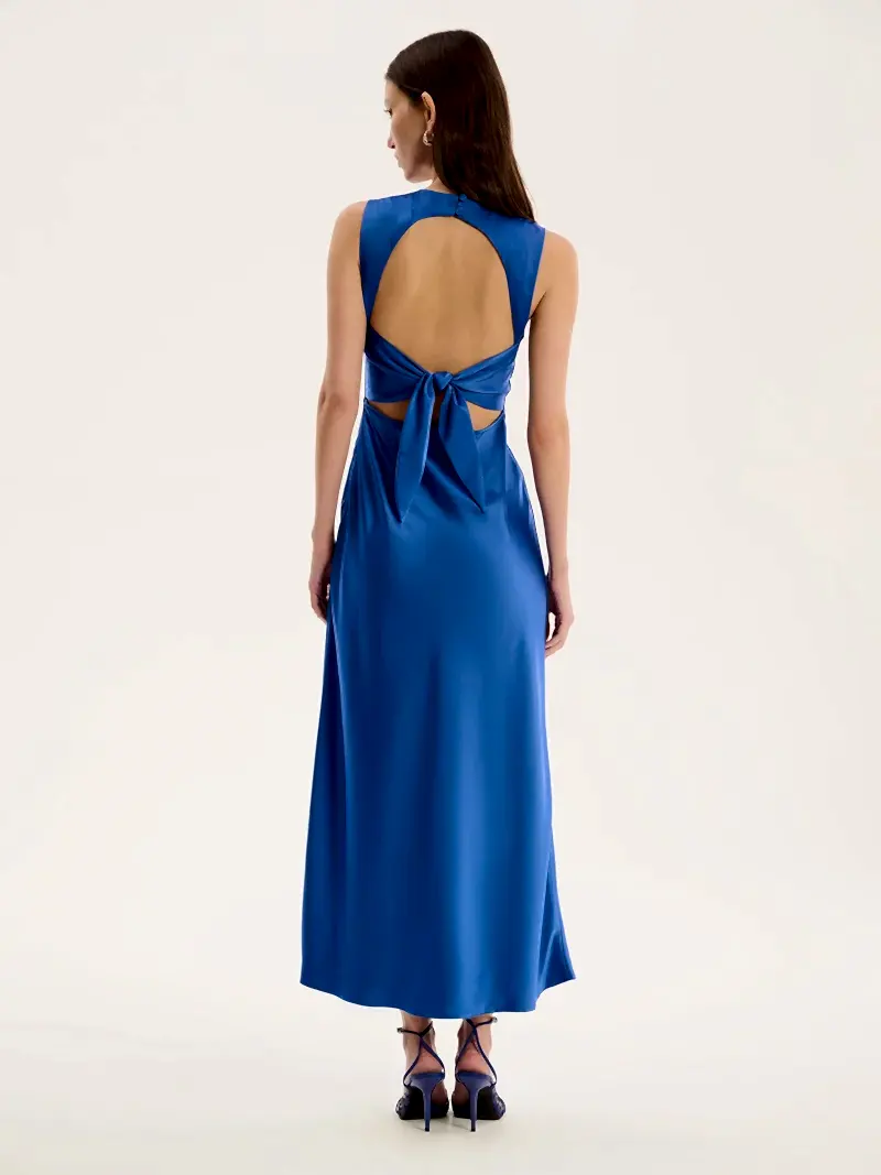 Nova Tie Back Dress in Cobalt