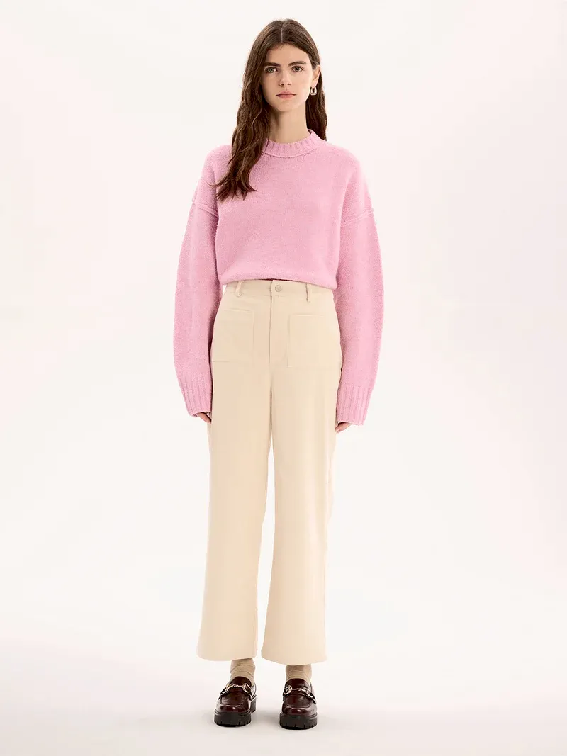 Orielle Cropped Cord Trouser in Ecru