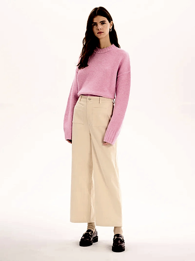 Orielle Cropped Cord Trouser in Ecru