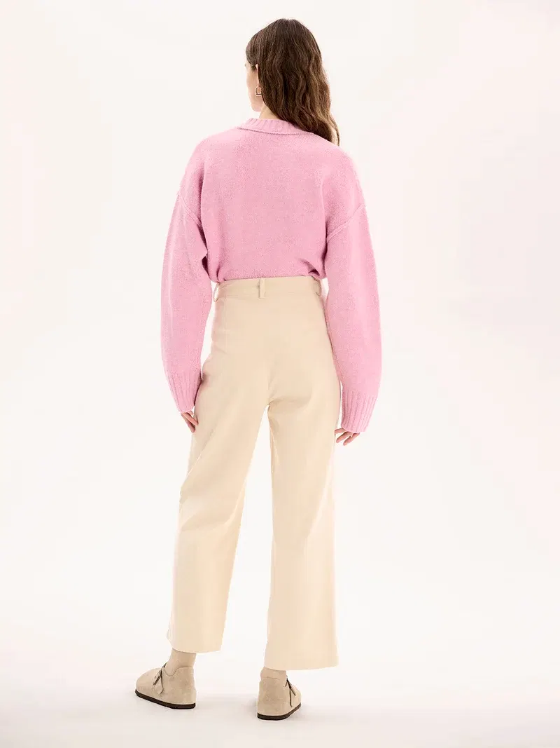 Orielle Cropped Cord Trouser in Ecru