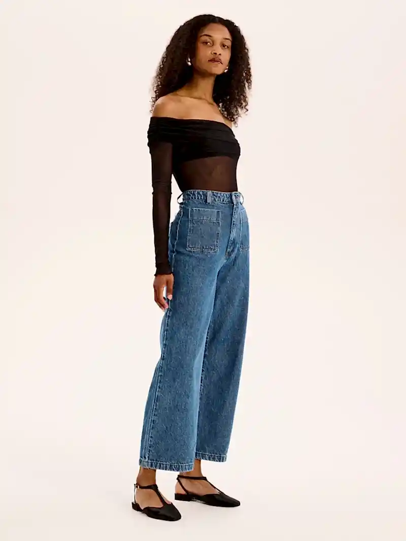 Orielle Cropped Jean in Mid Wash