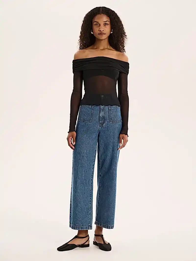 Orielle Cropped Jean in Mid Wash