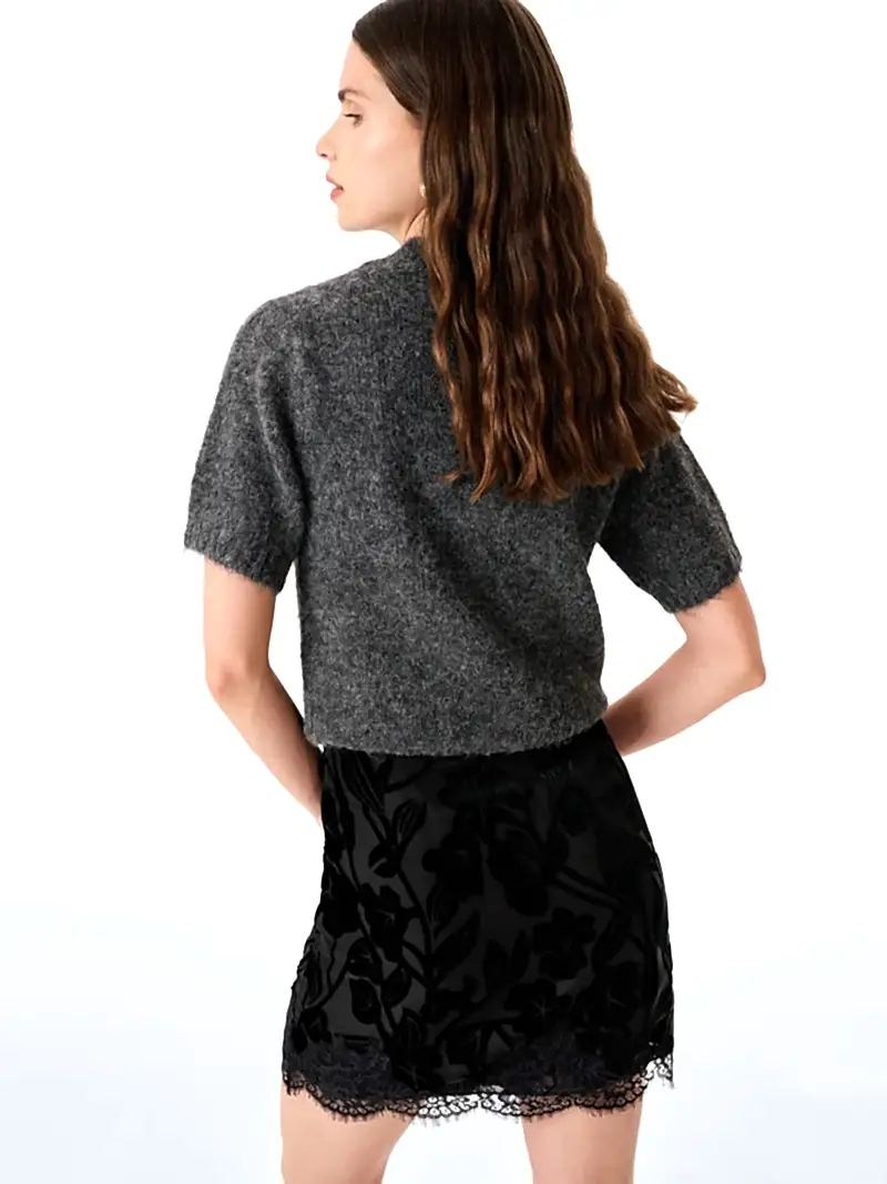 Rhya Skirt in Black Devore