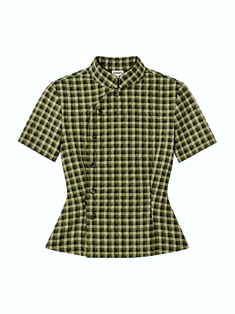 Riley Blouse in Green Check